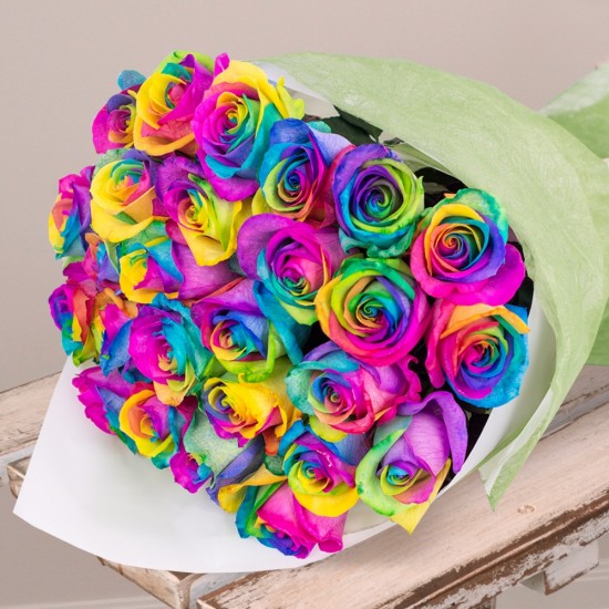 Two Dozen Rainbow Rose Bouquet Two Dozen Rainbow Rose Bouquet