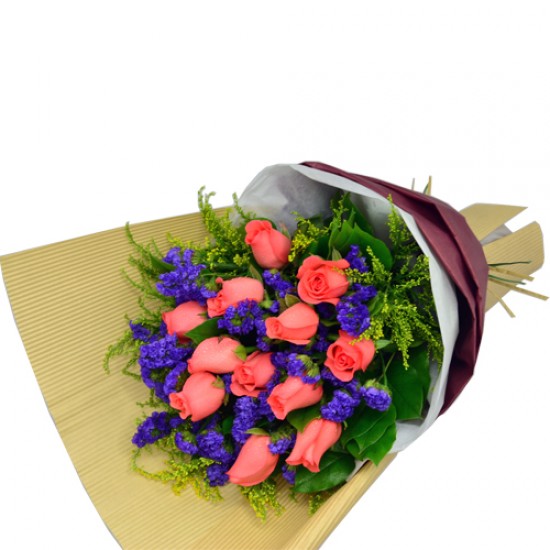 Blushing Elegance 12 pcs Pink Roses Bouquet Blushing Elegance 12 pcs Pink Roses Bouquet