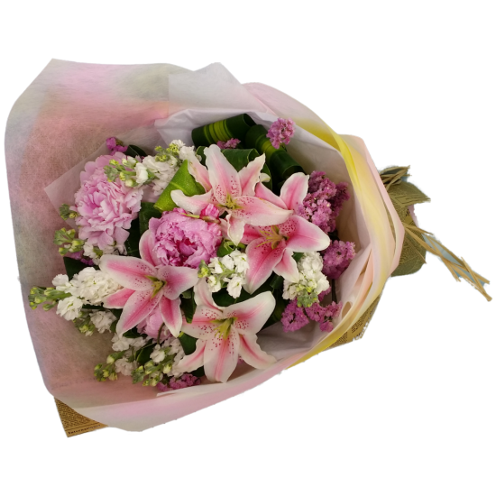 Pink Lily Flowers Bouquet Valentines Day