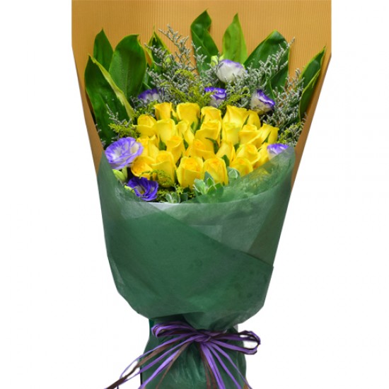 Golden Bliss 18pcs Yellow Roses Bouquet Golden Bliss 18pcs Yellow Roses Bouquet