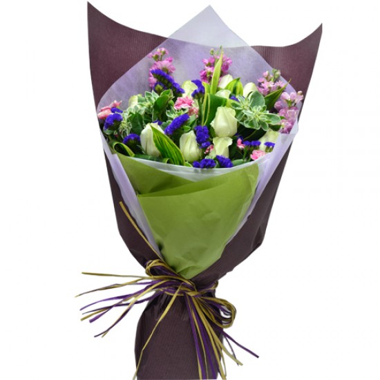 More Love One Dozen Pure White Roses Bouquet More Love One Dozen Pure White Roses Bouquet