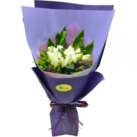 Elegance in White One Dozen Pure White Roses Bouquet Elegance in White One Dozen Pure White Roses Bouquet