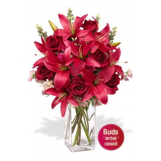 6 Roses and 4 Asiatic Lily Vase Bouquet 6 Roses and 4 Asiatic Lily Vase Bouquet