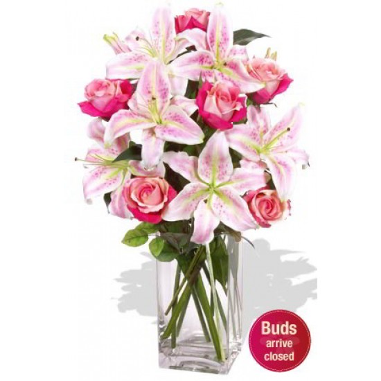 Oriental Bouquet , 5 Lily and 6 Rose Vase Bouquet Oriental Bouquet , 5 Lily and 6 Rose Vase Bouquet