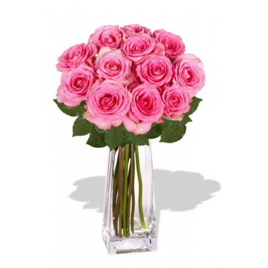 12 Maria Pink Rose Vase Bouquet 12 Maria Pink Rose Vase Bouquet