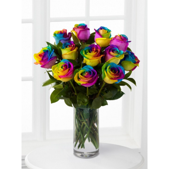 20pcs Rainbow Rose in Vase Arrangement – Order 5 Days in Advance 20pcs Rainbow Rose in Vase Arrangement – Order 5 Days in Advance