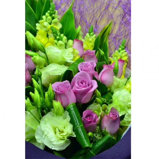 One Dozen Purple Roses Bouquet