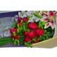 One Dozen Red Roses with a Touch of Pink Lily One Dozen Red Roses with a Touch of Pink Lily