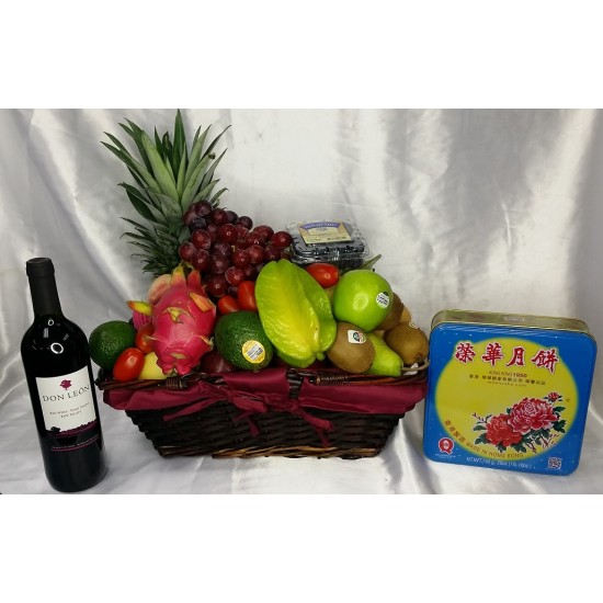 Mid Autumn Festival Fruits Hamper and MoonCake and Red Wine Mid Autumn Festival Fruits Hamper and MoonCake and Red Wine