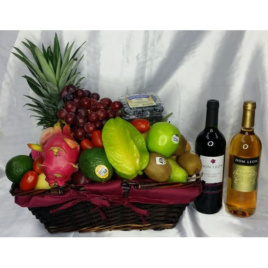 Mid Autumn Festival Fruits Hamper with Red and White Wine Mid Autumn Festival Fruits Hamper with Red and White Wine