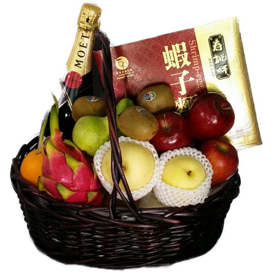 Mid Autumn Festival Fruits Hamper with Champagne and Shrimp-egg Noodle