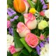 Pink Rose with Mix Color of Tulips in a Round Shape Gift Box Pink Rose with Mix Color of Tulips in a Round Shape Gift Box